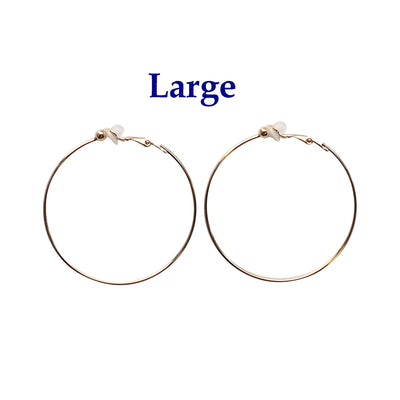 Gold Clip On Hoop Earrings - Miyabi Grace