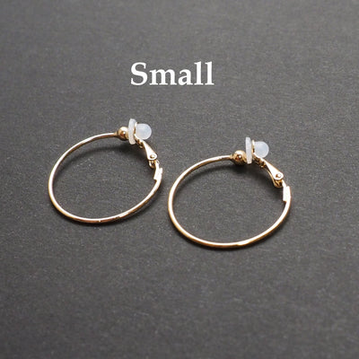 Gold Clip On Hoop Earrings - Miyabi Grace