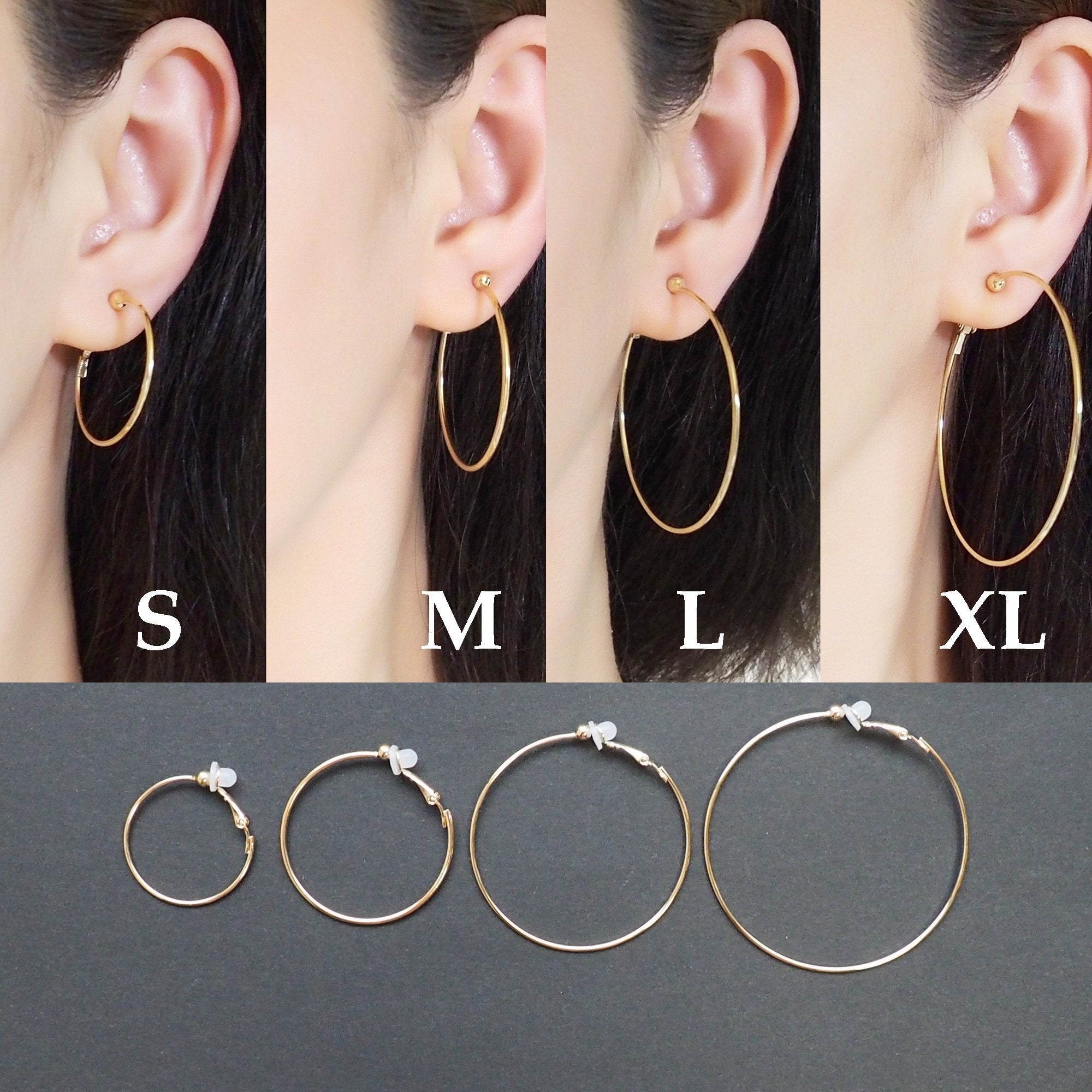 Gold Clip On Hoop Earrings - Miyabi Grace