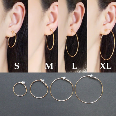 Gold Clip On Hoop Earrings - Miyabi Grace