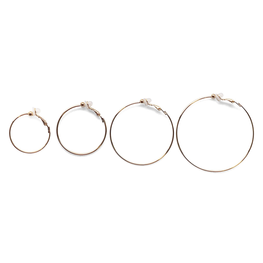 Gold Clip On Hoop Earrings - Miyabi Grace