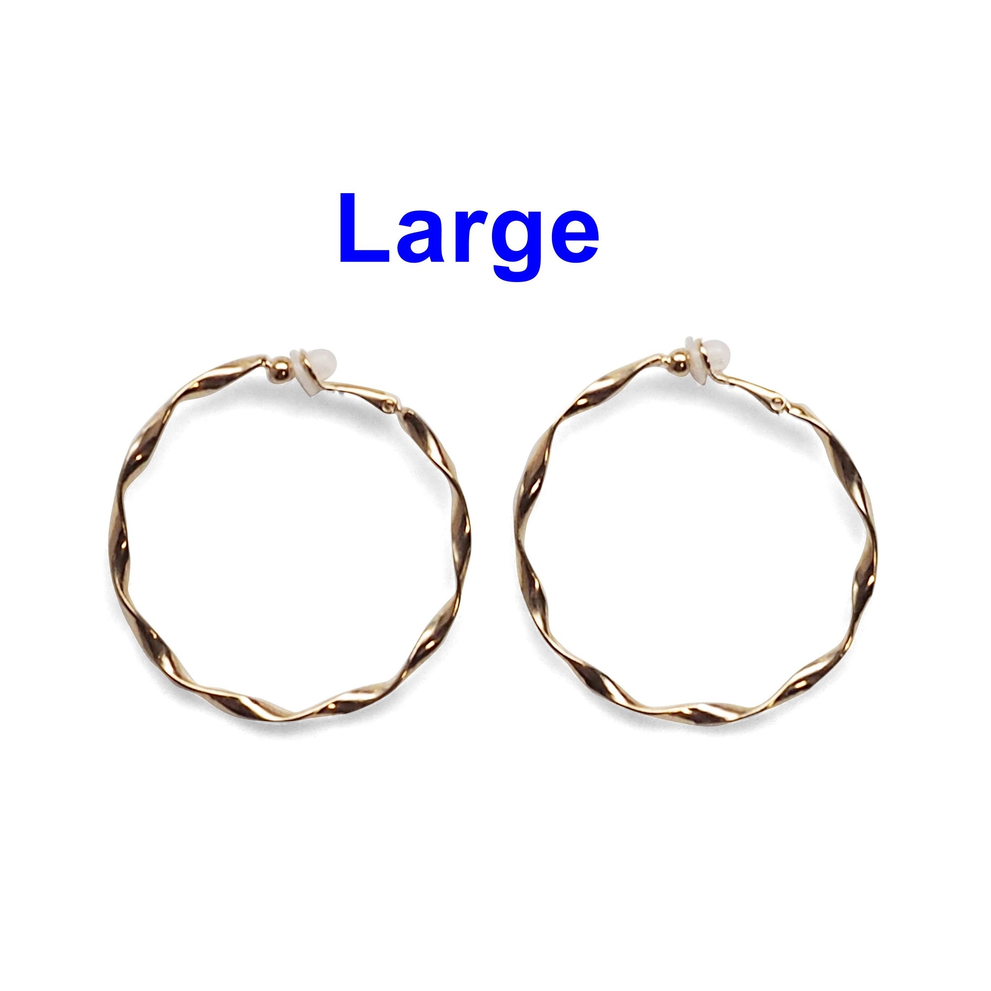 Gold Twisted Clip On Hoop Earrings - Miyabi Grace