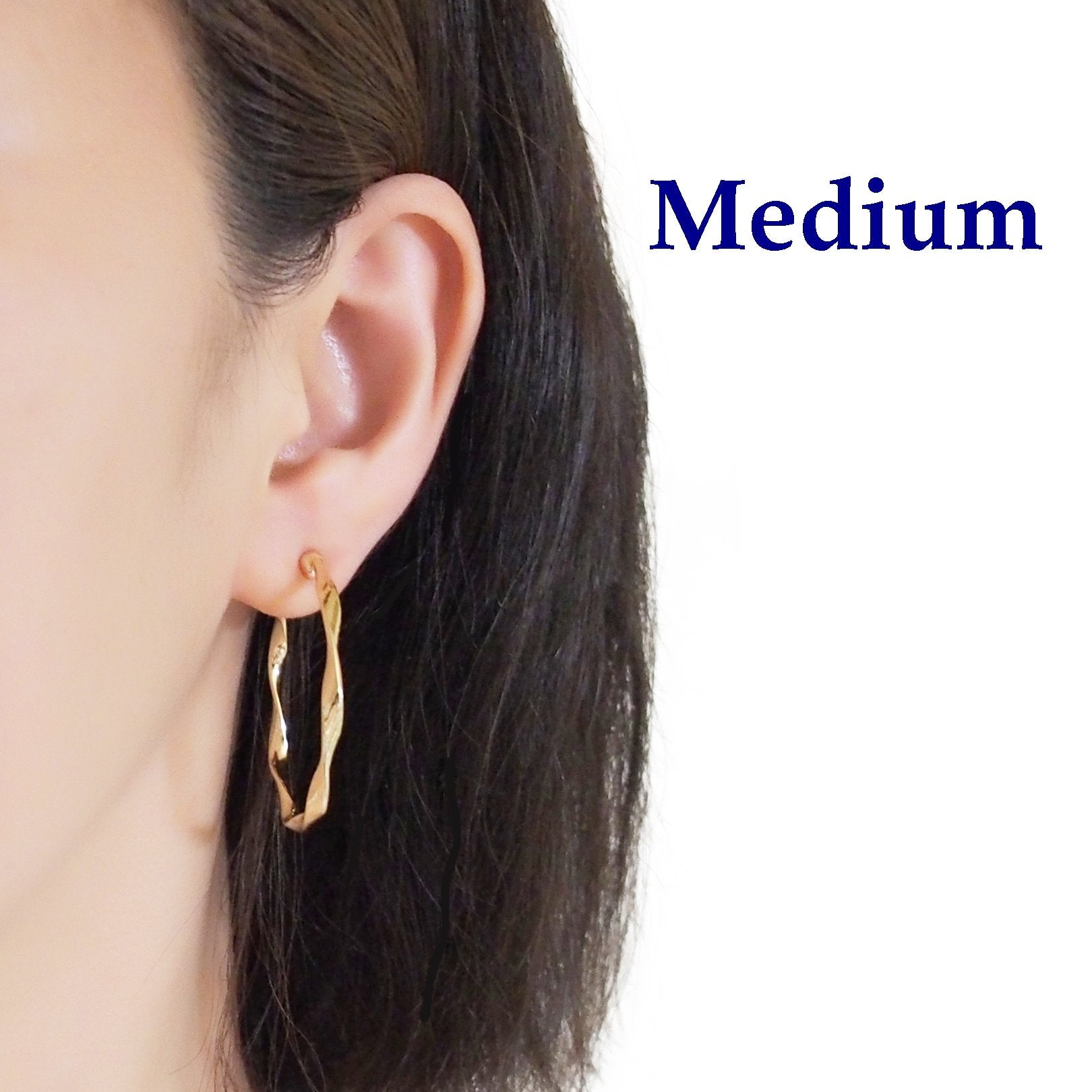 Gold Twisted Clip On Hoop Earrings - Miyabi Grace