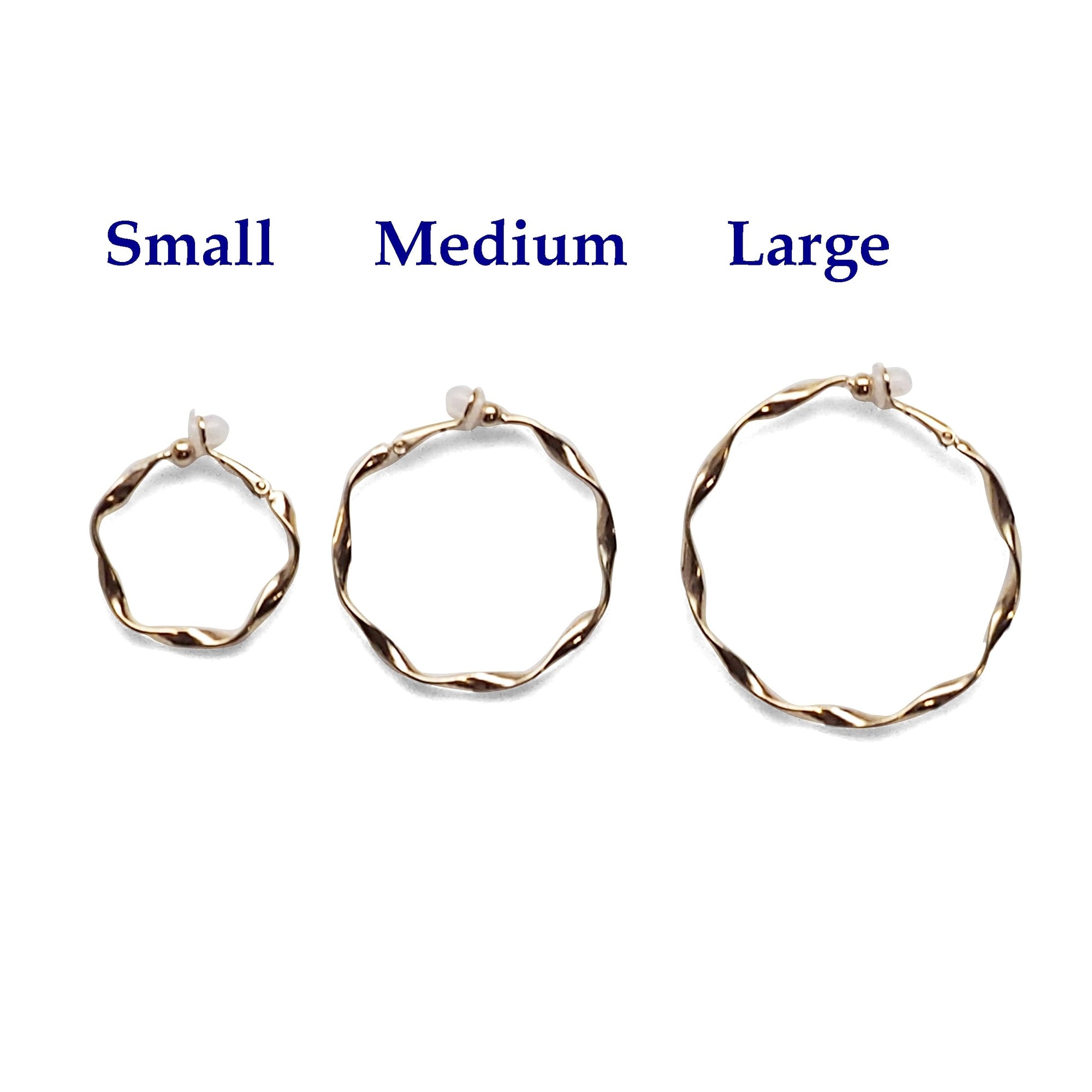 Gold Twisted Clip On Hoop Earrings - Miyabi Grace