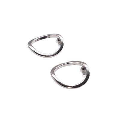 Curved Circle Hoop Invisible clip on stud earrings ( Silver tone ) - Miyabi Grace