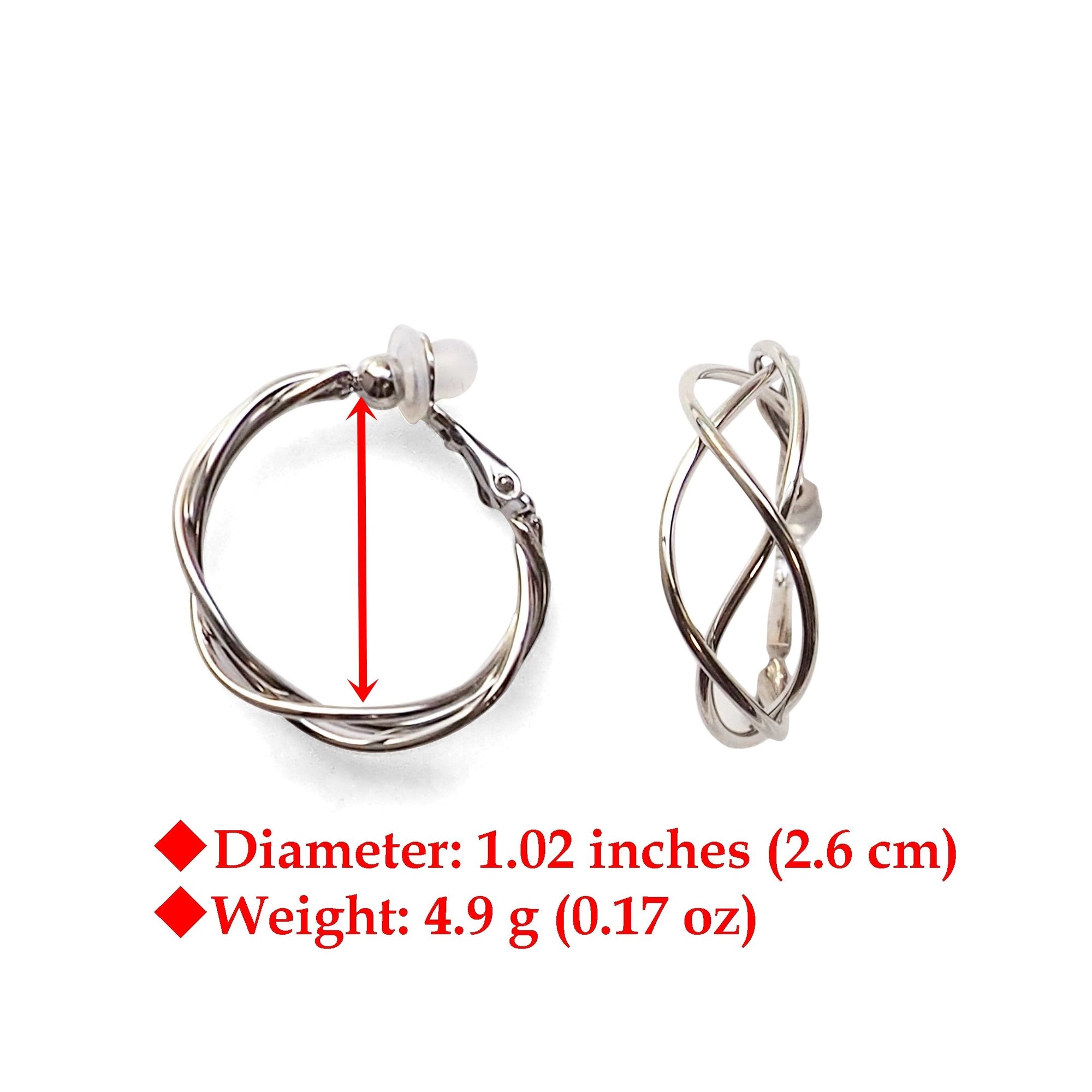 Silver Woven Clip On Hoop Earrings - Miyabi Grace