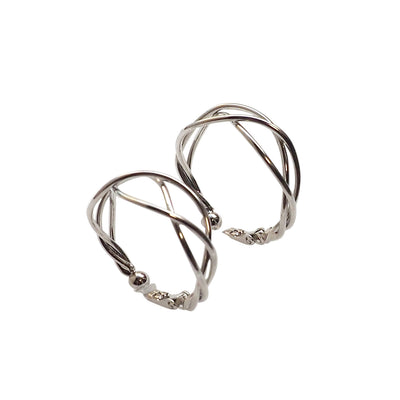 Silver Woven Clip On Hoop Earrings - Miyabi Grace