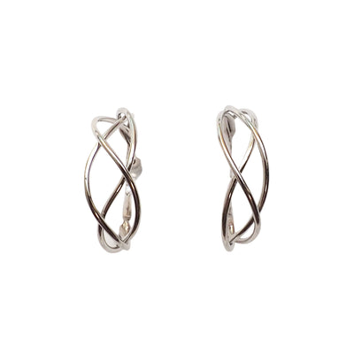 Silver Woven Clip On Hoop Earrings - Miyabi Grace