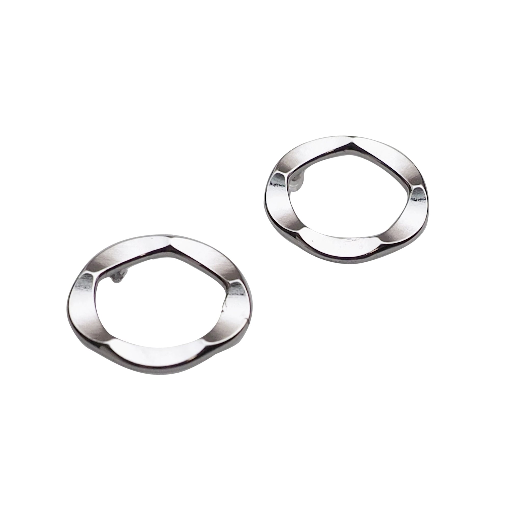 Flower Circle Hoop Invisible clip on stud earrings ( Silver tone ) - Miyabi Grace
