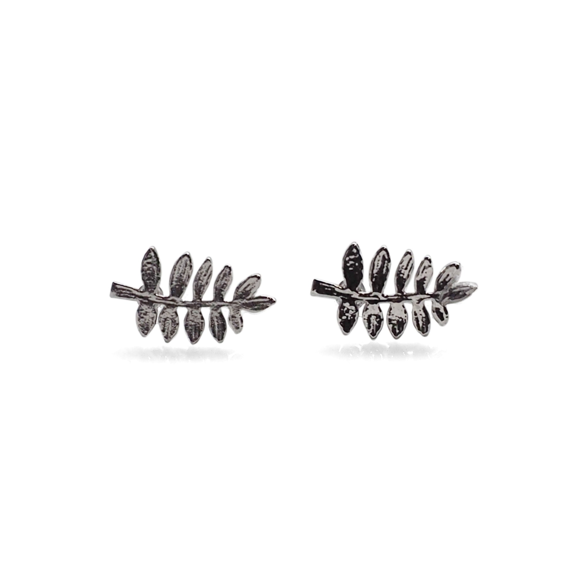 Tiny Leaf Invisible clip on stud earrings ( Silver tone ) - Miyabi Grace