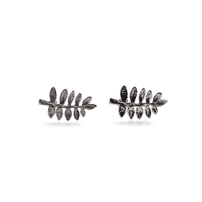 Tiny Leaf Invisible clip on stud earrings ( Silver tone ) - Miyabi Grace