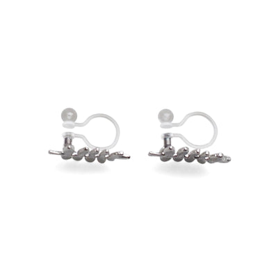 Tiny Leaf Invisible clip on stud earrings ( Silver tone ) - Miyabi Grace