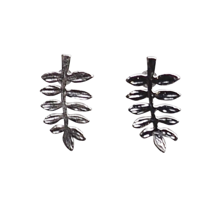 Tiny Leaf Invisible clip on stud earrings ( Silver tone ) - Miyabi Grace