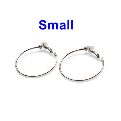 Silver Clip On Hoop Earrings - Miyabi Grace