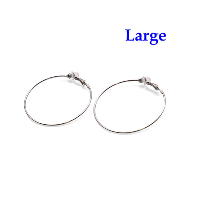 Silver Clip On Hoop Earrings - Miyabi Grace
