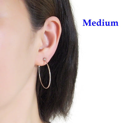 Silver Clip On Hoop Earrings - Miyabi Grace