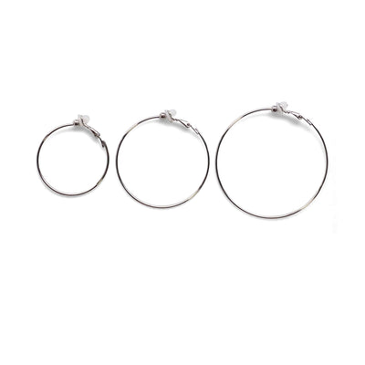 Silver Clip On Hoop Earrings - Miyabi Grace