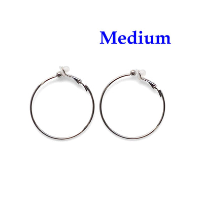 Silver Clip On Hoop Earrings - Miyabi Grace