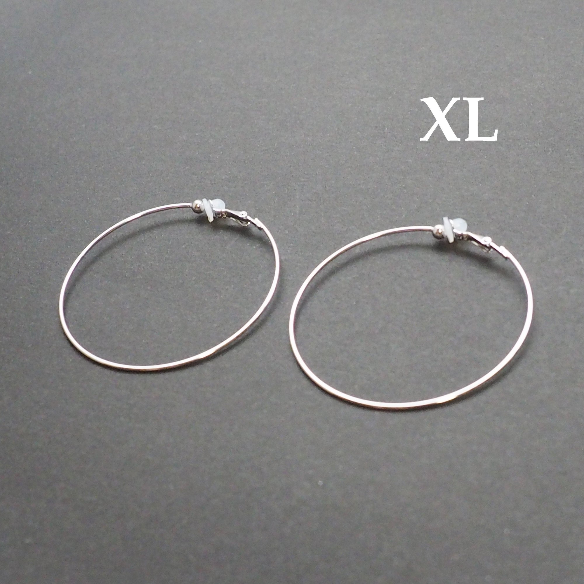 Silver Clip On Hoop Earrings - Miyabi Grace