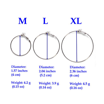 Silver Clip On Hoop Earrings - Miyabi Grace