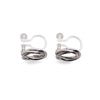 Knotted Circle Hoop Invisible clip on stud earrings ( Silver tone ) - Miyabi Grace