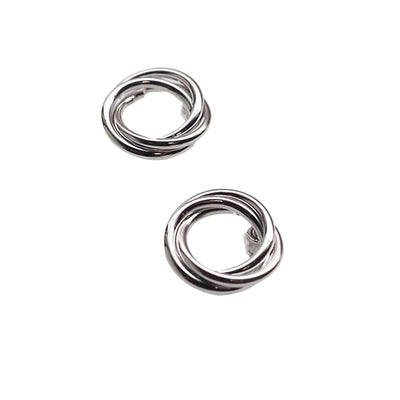 Knotted Circle Hoop Invisible clip on stud earrings ( Silver tone ) - Miyabi Grace