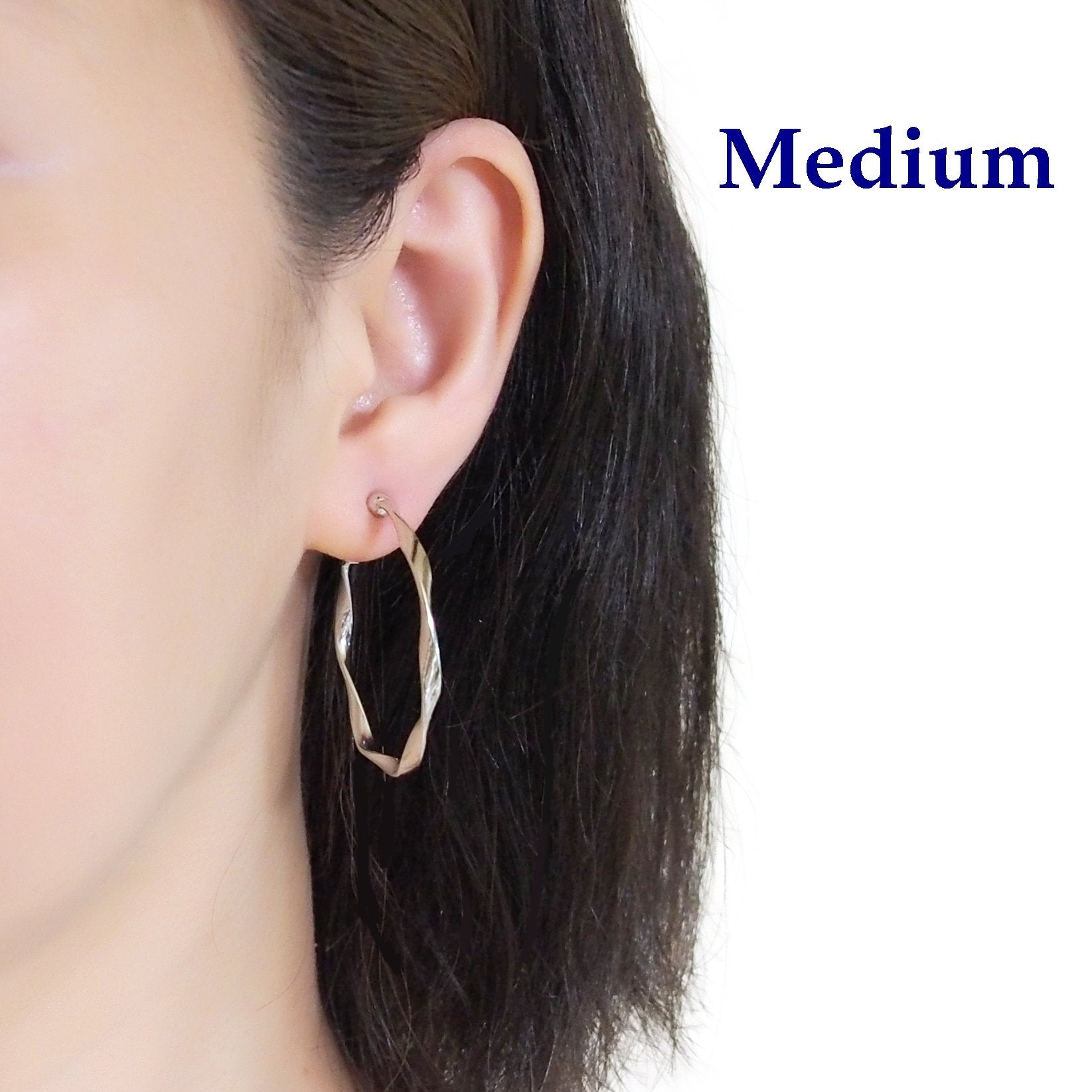 Silver Twisted Clip On Hoop Earrings - Miyabi Grace