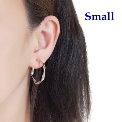 Silver Twisted Clip On Hoop Earrings - Miyabi Grace