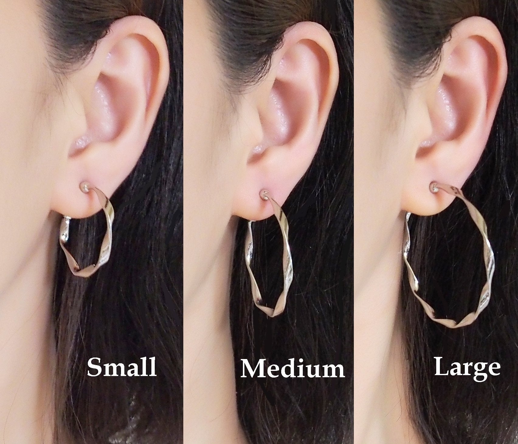 Silver Twisted Clip On Hoop Earrings - Miyabi Grace