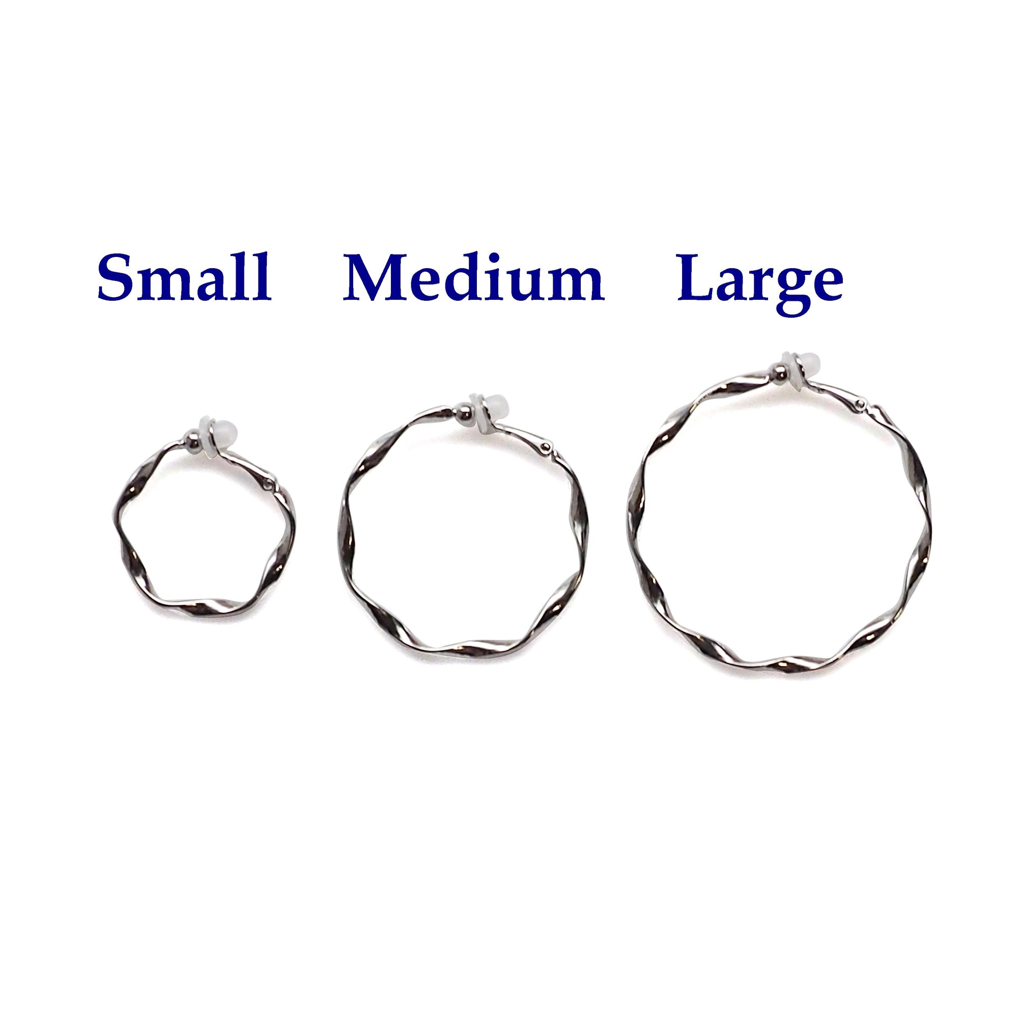 Silver Twisted Clip On Hoop Earrings - Miyabi Grace