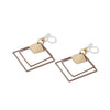 Beige Square Double Hoops Invisible Clip On Earrings - Miyabi Grace
