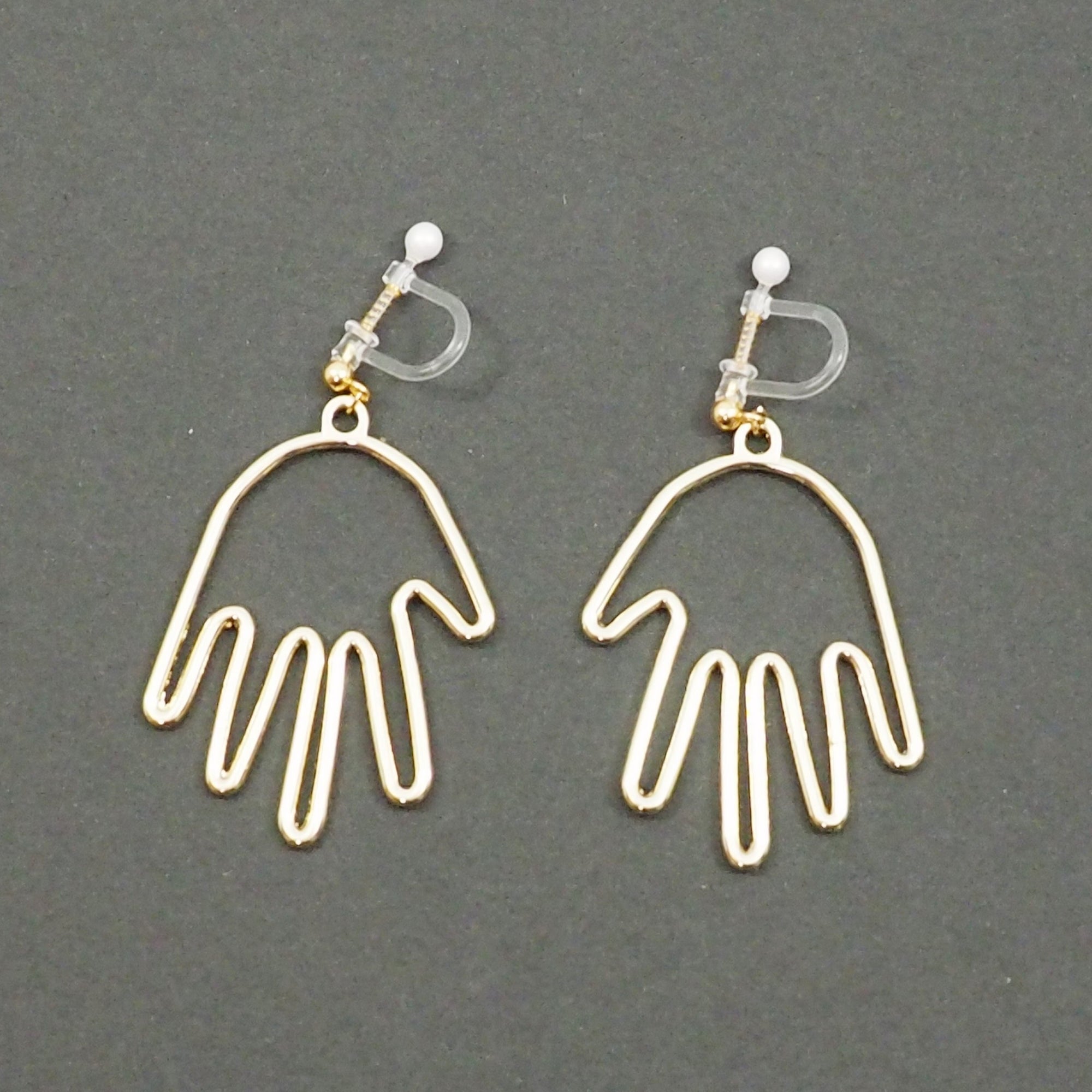 Gold Picasso Hand Invisible Clip On Earrings - Miyabi Grace