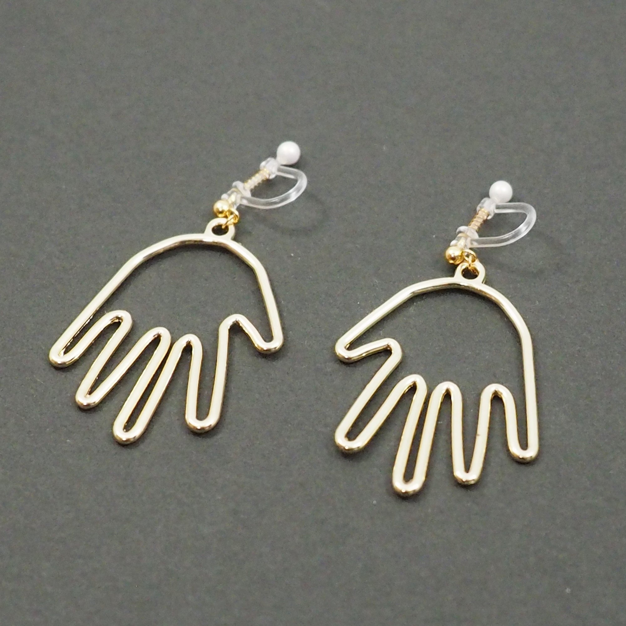 Gold Picasso Hand Invisible Clip On Earrings - Miyabi Grace