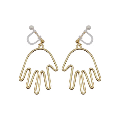 Gold Picasso Hand Invisible Clip On Earrings - Miyabi Grace