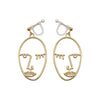 Gold Picasso Face Wink Invisible Clip On Earrings - Miyabi Grace