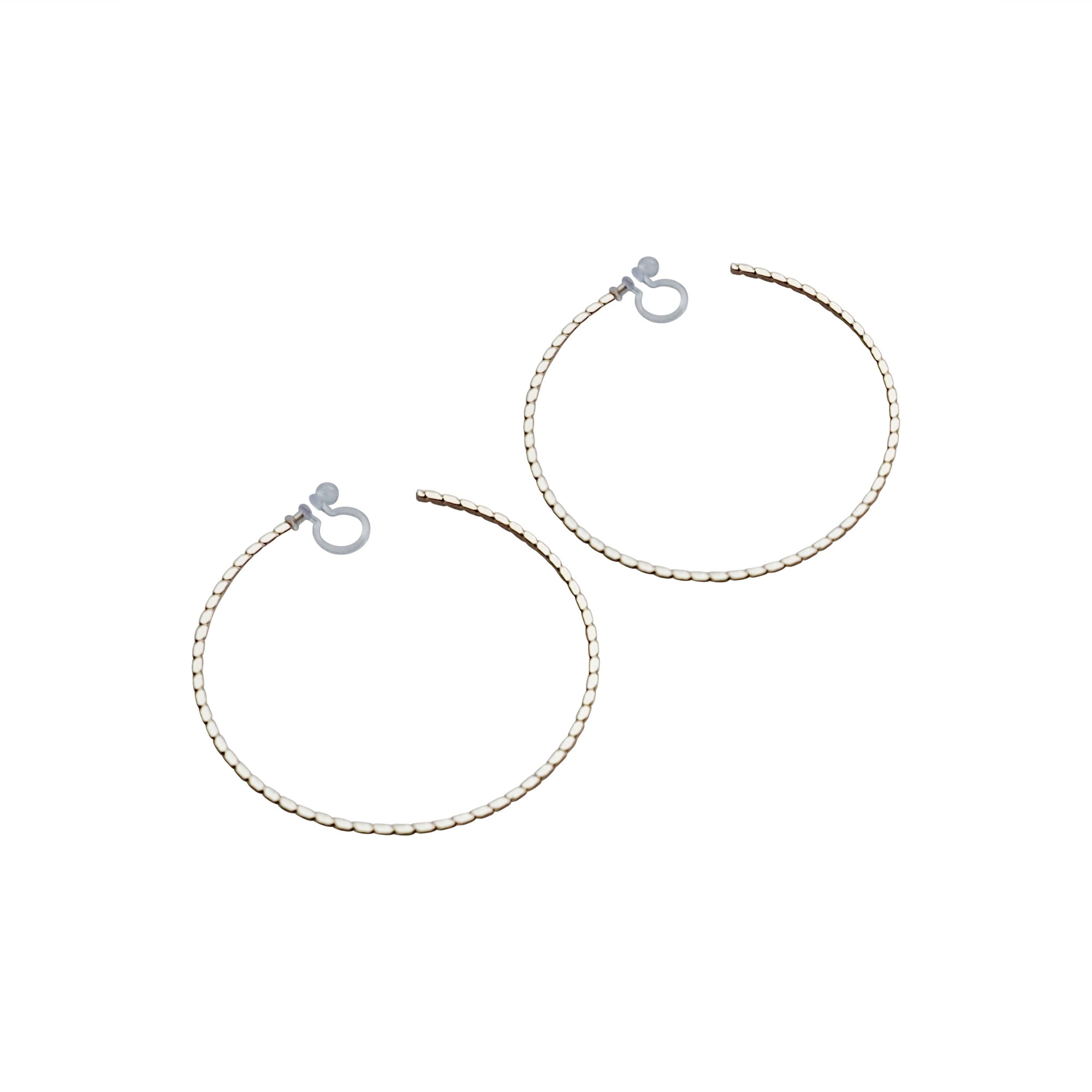 Gold Large Thin Invisible Clip On Hoop Earrings - Miyabi Grace
