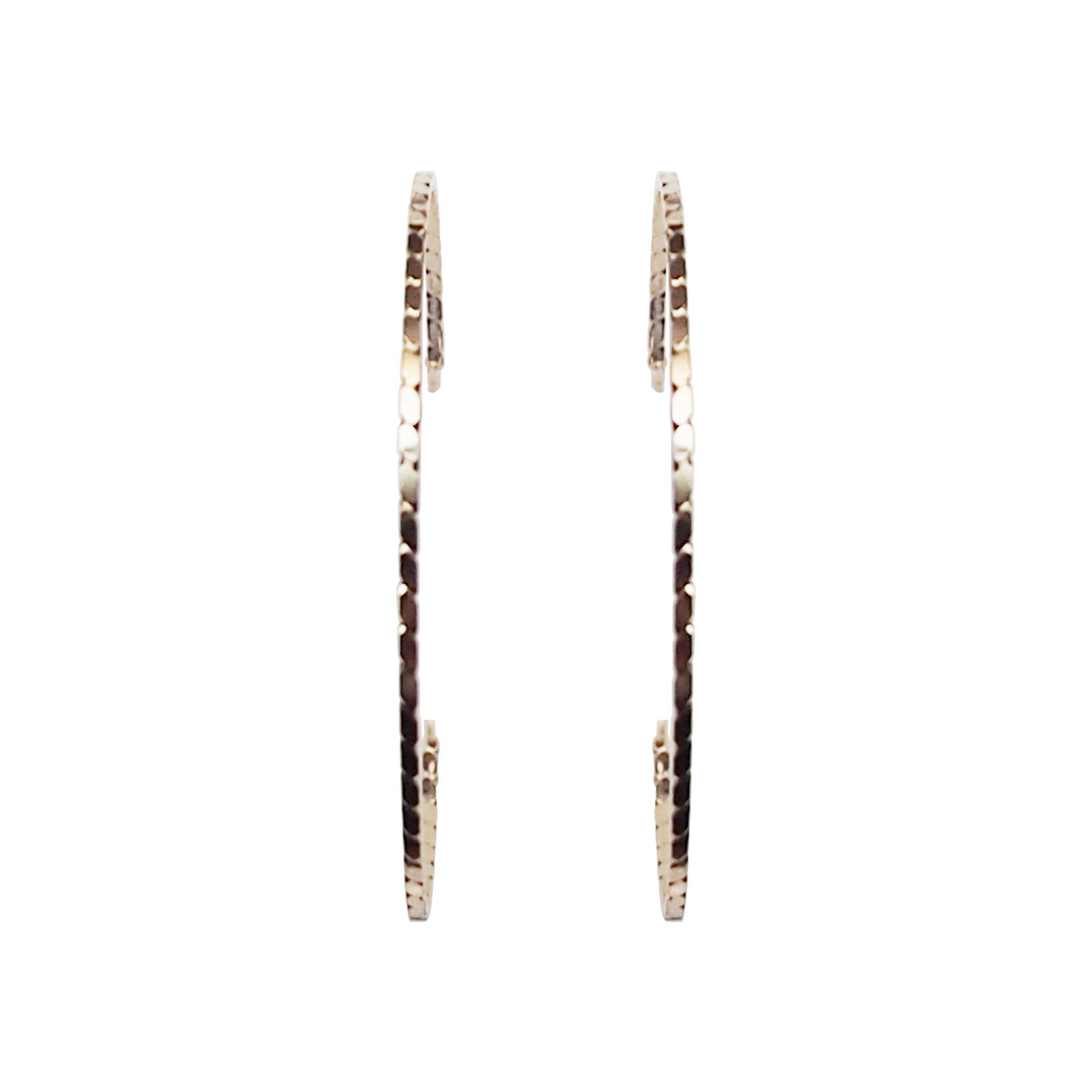 Gold Large Thin Invisible Clip On Hoop Earrings - Miyabi Grace