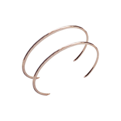 Rose Gold Large Hammered Invisible Clip On Hoop Earrings - Miyabi Grace