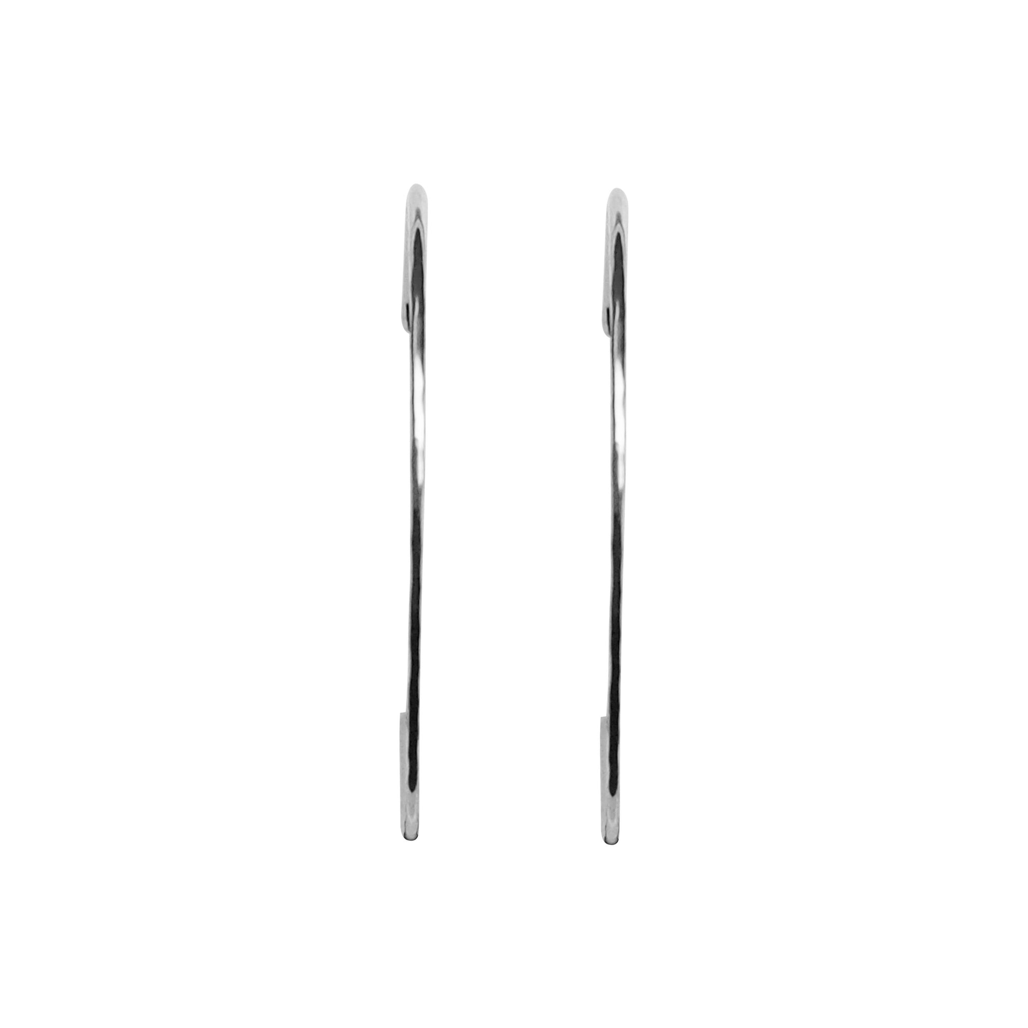 Silver Large Hammered Invisible Clip On Hoop Earrings - Miyabi Grace