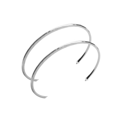 Silver Large Hammered Invisible Clip On Hoop Earrings - Miyabi Grace