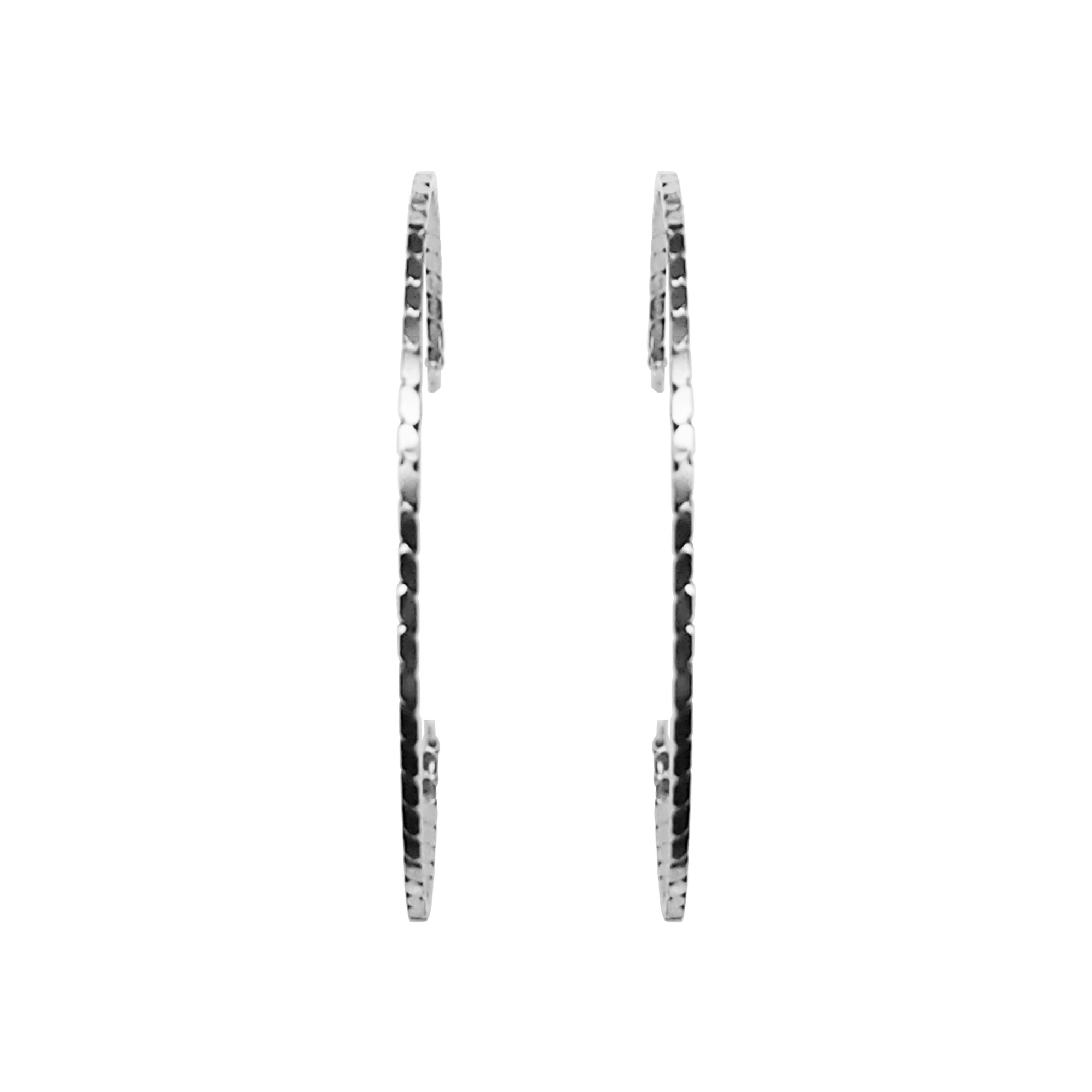 Silver Large Thin Invisible Clip On Hoop Earrings - Miyabi Grace