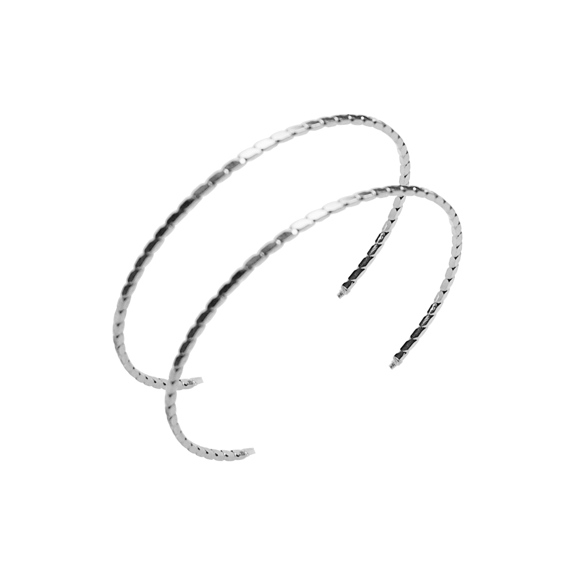 Silver Large Thin Invisible Clip On Hoop Earrings - Miyabi Grace