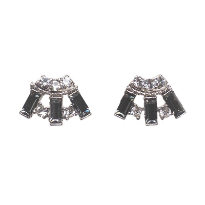 Fan Swarovski Crystal Rhinestone Invisible Clip On Earrings ( Black ) - Miyabi Grace