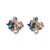 Star Swarovski Crystal Rhinestone & White Pearl Invisible Clip on Stud Earrings ( Bermuda Blue )