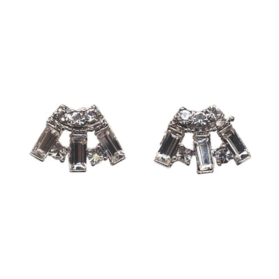 Fan Swarovski Crystal Rhinestone Invisible Clip On Earrings ( Clear ) - Miyabi Grace