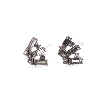 Fan Swarovski Crystal Rhinestone Invisible Clip On Earrings ( Clear ) - Miyabi Grace