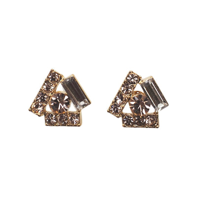 Triangle Pink Swarovski Crystal Rhinestone Invisible Clip on Stud Earrings - Miyabi Grace