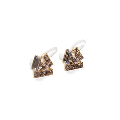 Triangle Pink Swarovski Crystal Rhinestone Invisible Clip on Stud Earrings - Miyabi Grace