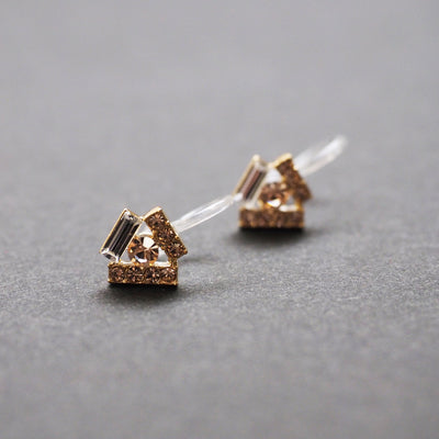 Triangle Pink Swarovski Crystal Rhinestone Invisible Clip on Stud Earrings - Miyabi Grace