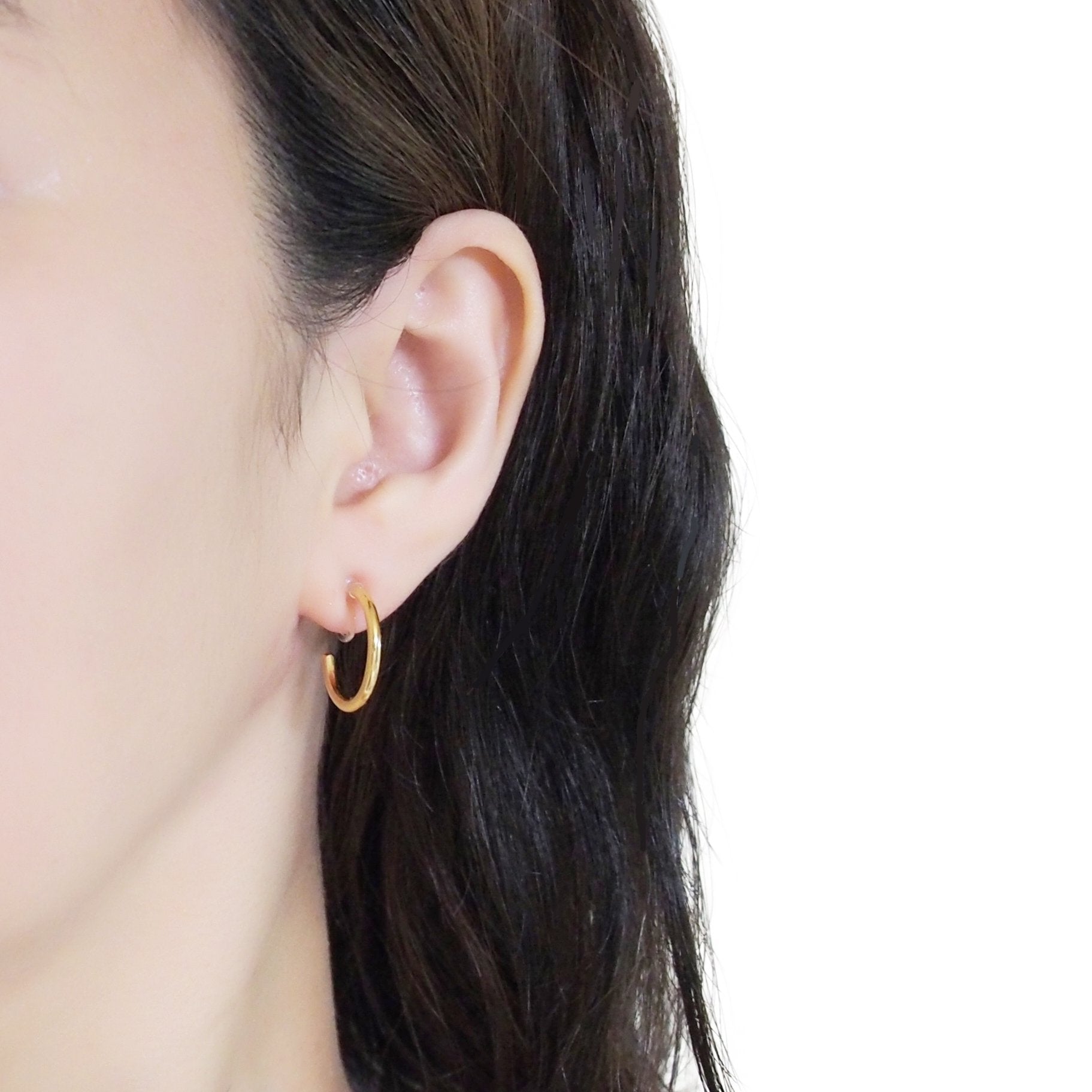 Gold Invisible Clip On Hoop Earrings - Miyabi Grace